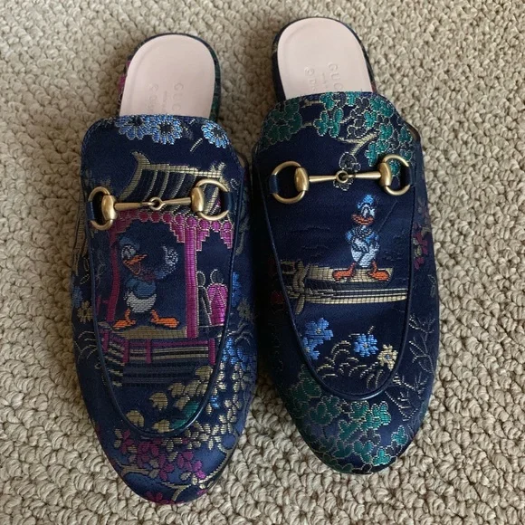 Gucci Navy Blue Disney Donald Duck Mules - RARE FIND - Picture 4 of 8